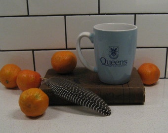 BOGO 40% OFF // Vintage Queen's University Mug - Coat of Arms - Blue & White - Kingston University - Glazed ceramic - made in China