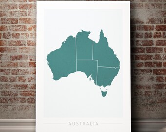 australia map country map of australia art print watercolor illustration wall art home decor gift colour prints