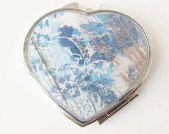 Compact Mirror - Heart Compact - Mirror Compact - Pocket Mirror - For Makeup Bag - Bridesmaid Gift