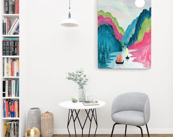 Norway Print, Norway Fjord Art Print, Large Wall Art, Poster, Landscape art Illustration, Nordic Travel Art, Home Decor, Gift Valentines
