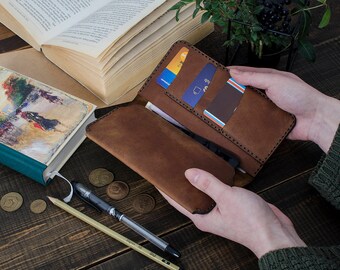 Vintage leather case,flip-open design, iPhone leather holder, wallet for everyday. High quality