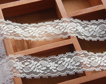 Lace Ribbon, Ivory Ribbon Lace, Wedding Decoration Lace Trim, Lace Tape, Non-Stretched, Made In Taiwan, Good Quality, 10 yards