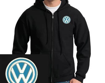 VolkswagenVW Emboidered Hoodie Black Full Zip Hooded Sweatshirt New
