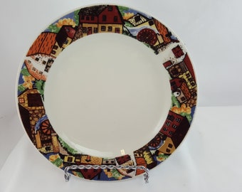 Vintage Gibson Housewares Bread/Salad Plate Farm & Country Scene 7.5" Diameter
