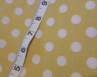Muted Yellow and White Polka Dot Cotton Fabric 1 Yard