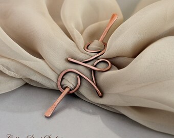 Silver or Copper Scarf Pin, Shawl Pin, Small Abstract Scarf Jewelry or Scarf Slide, Gift for Grandma, Gift f Mom