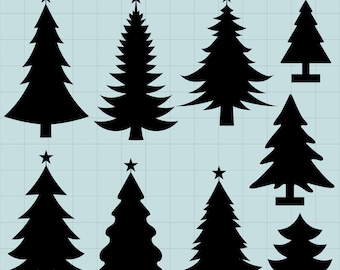 Pine Tree Clipart, Pine Tree Silhouettes Clipart, Christmas Tree Clipart, Pine Tree SVG, Digital Clipart Tree, Instant Download