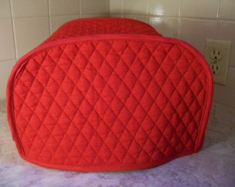 Red 2 Slice Toaster Cover Quilted Fabric Dust Cover Small Appliance Cover Ready to Ship