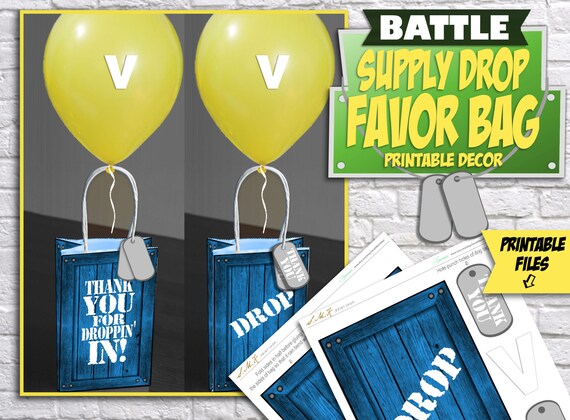 Fortnite Birthday Supply Drop Favor Bags Printable Party Bag