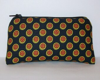 Funky Pipe Pouch, Buttons Pouch, Padded Pouch, Small Pouch, Pipe Case, Pipe Bag, Stoner Gift, Hippie Pipe Case, Boho Chic Purse - 5.5" SMALL