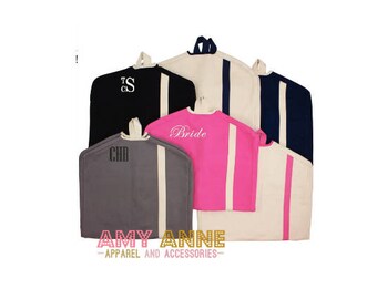 Monogrammed Canvas Garment Bag Hanging Satchel Solid Luggage Bride or Groom gift idea Overnight Travel Bag Bride Groom Groomsmen Bridesmaid
