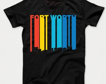 Vintage 1970's Style Fort Worth Texas Skyline Kids T-Shirt