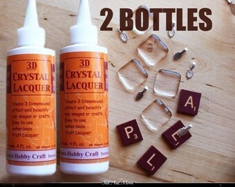 SAVE on 2 Bottles of 3D Crystal Lacquer - 4 Ounce Bottles - For Pendants, Magnets, Bottle Caps and Craft Projects