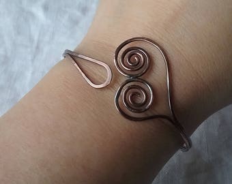Copper bracelet ferns heart Olwyn line Mackerel Sky jewelry earthy boho hippy chic