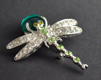Green dragonfly brooch