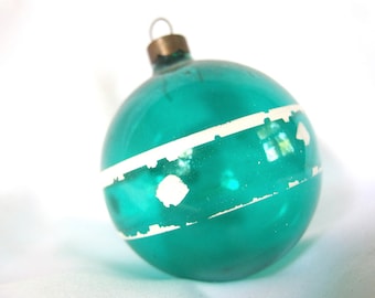 Vintage Unsilvered Christmas Ornament, Green Holiday Ornament