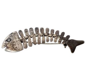 Mexico Sterling Fish Skeleton Pin