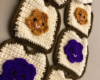 Handmade Crochet Peanut Butter and Jelly Scarf