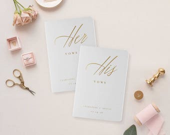 Wedding Vow Books, Gold Foil Press on White Vow Book, Personalized Wedding Vow Books, Calligraphy Vow Books, White Notebook, Foil Vow Books