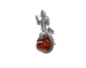 sterling silver brooch with natural Baltic amber