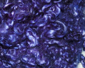 Cotswold Wool Locks, Locks for Spinning, Needle Felting, Blythe Reroot and Curly Doll Hair in Shades of Periwinkle 1 oz.
