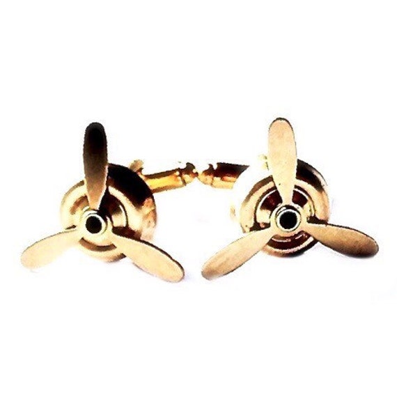 Men's Propeller Cuff Links Silver OR Brass Handcrafted