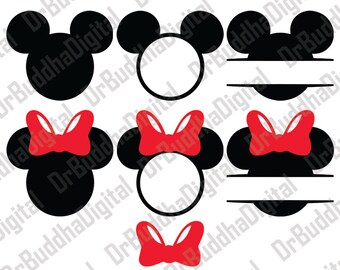 Sale! Mickey Mouse Monogram Frames SVG Collection - Minnie Mouse Monogram Frames DXF -Clipart - Files for Silhouette Cameo or Cricut