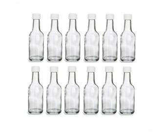 12 pcs 50 ml Round Glass Liquor Bottles with White Cap