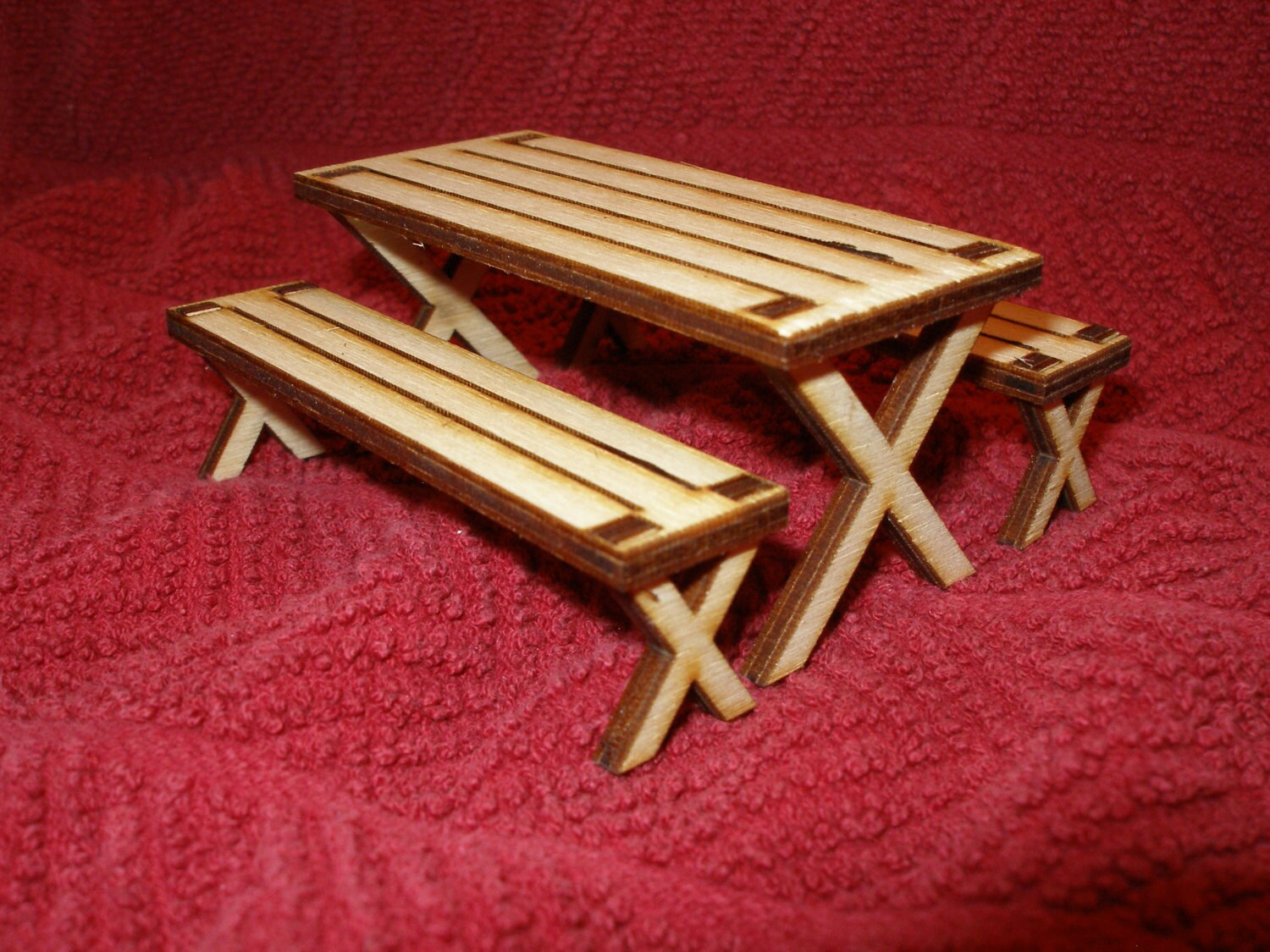 Miniature picnic table choice of one type dollhouse furniture