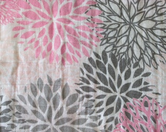 Pink & Gray Mums Double Gauze Swaddle Blanket - Pink - Grey - Floral - Flowers - Baby Crib Blanket - Baby Gift - Hannahs Homestead2