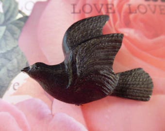 brooch bird Black 4.8 cm mounted on PIN