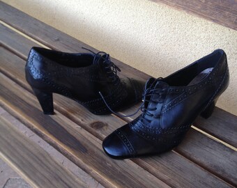 Leather Oxfords, Black Oxford Shoes, Oxford Heels, Black Oxford Heels, Ladies Oxfords, Ladies Oxford Heels, Size 8 Oxfords, Edwardian Style