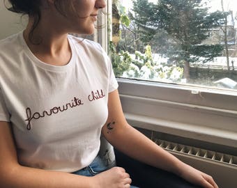 Slogan t-shirt. Slogan tee. Hand embroidered tshirt. Custom t-shirt. Handmade t-shirt. Hand embroidered top. typography t shirt women tshirt