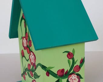 Birdhouse hand painted with Cherokee Roses