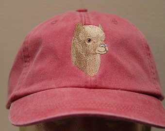 HUACAYA ALPACA Hat - One Embroidered Wildlife Cap - Price Embroidery Apparel - 24 Color Caps Available