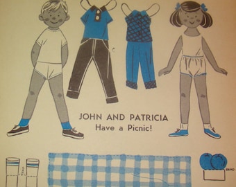 Vintage 1930's/40's Paper Doll (John & Patricia Have A Picnic)