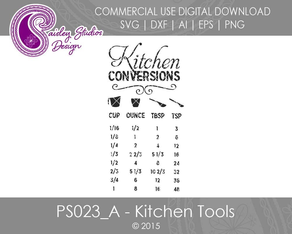 Download Kitchen Conversions Chart Kitchen SVG files Kitchen Tools