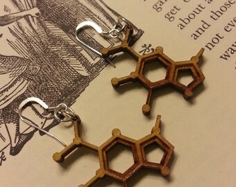 Laser Cut Guanine DNA Nucleobase Molecule Earrings - Chemistry Earrings - Nerdy Gift for Her