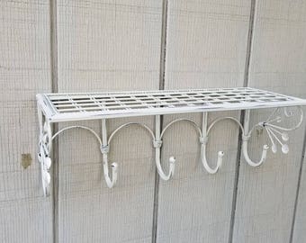 Rustic Metal Shelf / Bathroom Shelf / Metal Wall Shelf / Shabby Chic Metal Shelf / Jewelry Organizer / Jewelry Rack / Coat Rack / Towel Rack