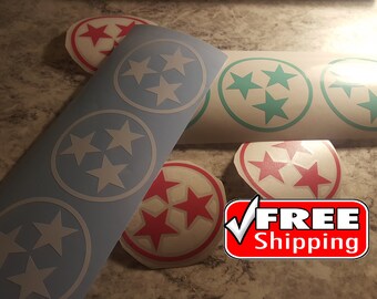 3.5" TN Tri-Star, Tristar, Tennessee, Rocky Top, Tennessee Flag, Tennessee Decal, Tennessee Tri-Star Decal, Car Decal, Window Vinyl, AD111