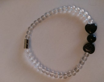 Rock Crystal bracelet with Onyx bow