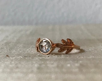 Rose-cut Diamond and 14kt Rose Gold- The Fire Leaf Ring
