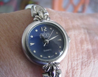 Aviva Watch - Vintage 9 inch Watch Band - Silvertone Wrist Watch