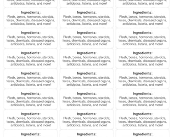 Animal Ingredients: 30 Vegan Activism Stickers