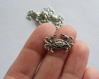 BULK 50 Crab charms or connectors antique silver tone FF96
