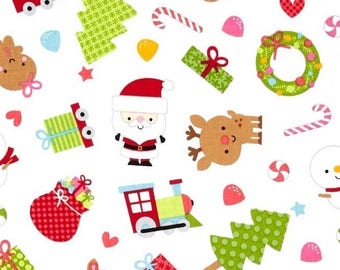 Fabric Christmas patchwork Father Christmas santa express by Riley Blake