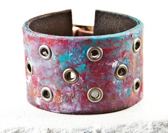 Leather Jewelry, Leather Cuff, Leather Bracelet, Leather Wristband Stocking Stuffers