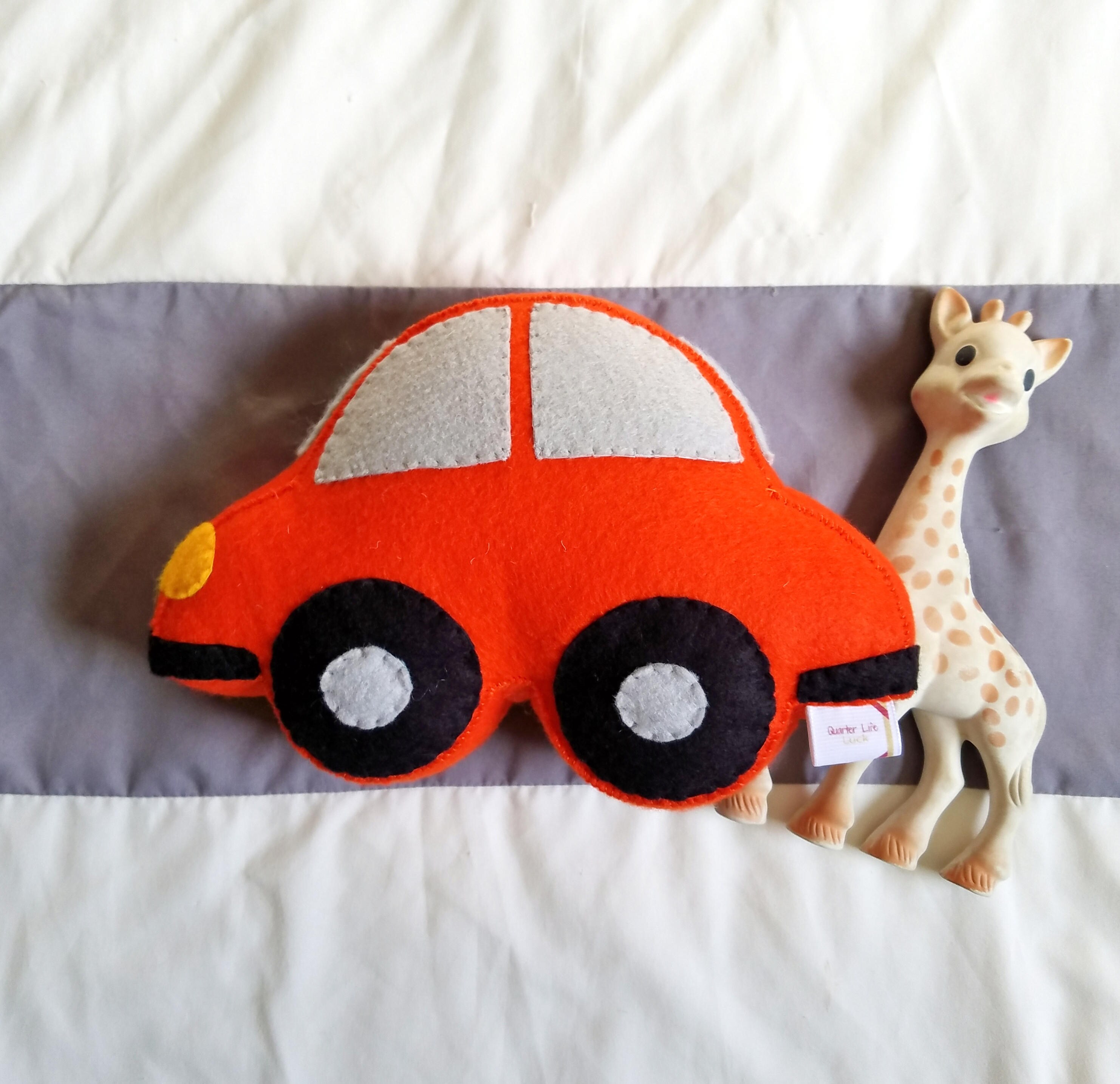 Felt Car Shaped Pillow Kids Transportation Theme Room
