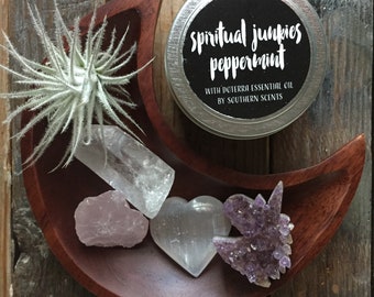 Self Love | Amethyst Unicorn, Quartz, Rose Quartz, Selenite + Air Plant | Reiki Love Infused | Spiritual Junkies | Moon Altar | Soy Candle