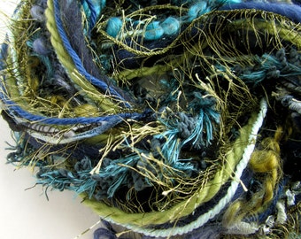 Blue and Green Art Yarn Bundle - Novelty Yarn - 16m/17.5yds